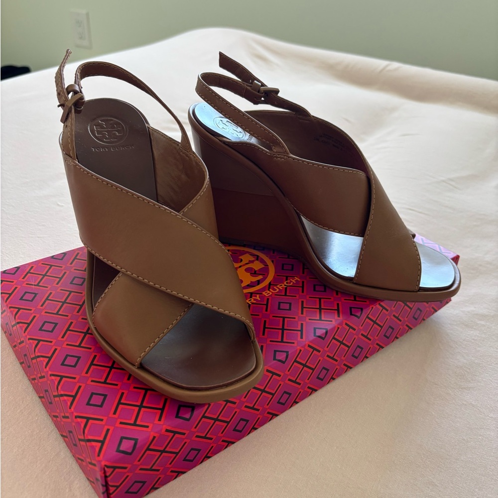 Tory Burch Tan Wedge Sandals